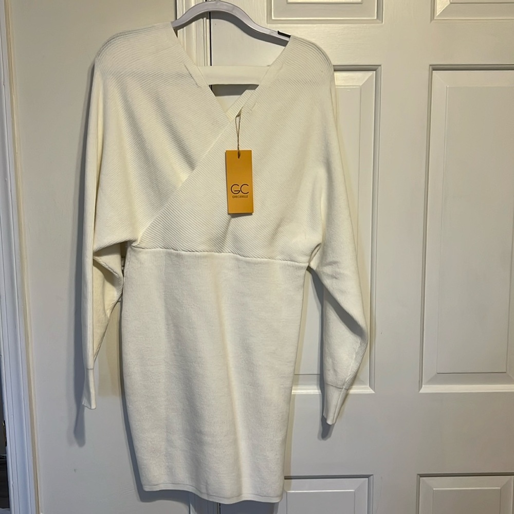Grecerelle white sweater dress! NWT